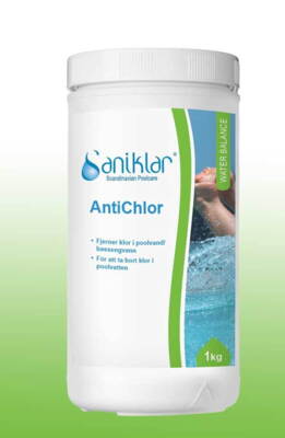 Saniklar AntiChlor benyttes til at fjerne klor eller brom i vandet, hvis man har tilsat for meget klor/brom i vandet og dermed har fået en klorværdi højere end 5 mg/l i swimmingpools, whirlpools og drikkevandstanke.