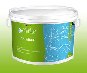 Saniklar pH Minus benyttes til at sænke vandets pH-værdi. For høj pH kan bevirke kalkudfældninger, og at vandet bliver hvidt og uklart.