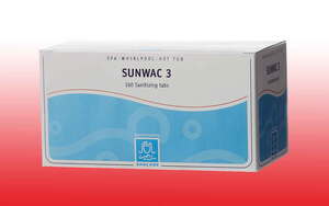 SpaCare SunWac 3-tablet er den originale spatablet, der fjerner risikoen for farlige Legionella bakterier i indendørs spa (vandindhold på 100-200 ltr.).