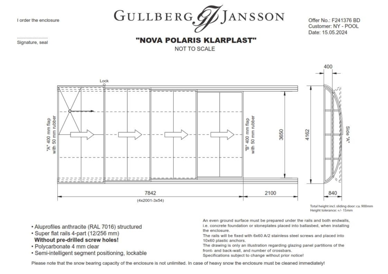 * Special Ordre NY-pool / 2024-06 / 1 x (NOVA POLARIS KLARPLAST)  inkl. levering