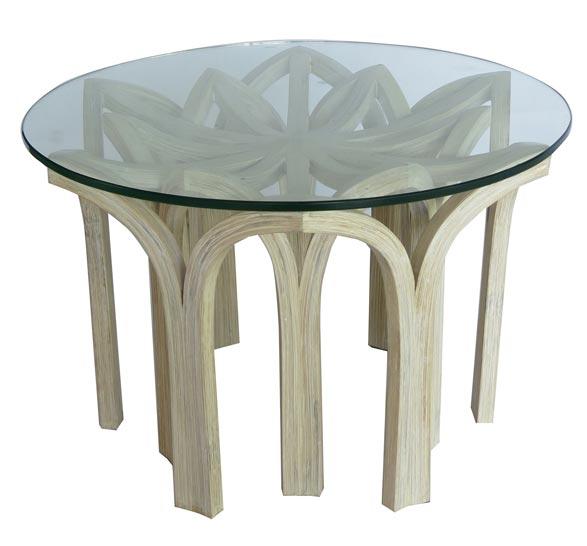 Bord fremstillet af Thai Bambus (dendrocolamus asper – stok) med glas topplade. (Indendørs og semi-udendørs)