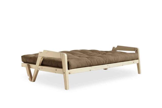 GRAB sofa stel og futon madras med knapper. 
Design af Tegnestuen SAYS WHO, for Karup Design.