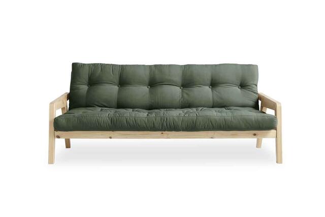 GRAB sofa stel og futon madras med knapper. 
Design af Tegnestuen SAYS WHO, for Karup Design.