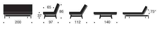 Komplet Aslak sofa 140 / Latex madras / Sharp plus betræk / sæde stelbetræk. Valgfri stof