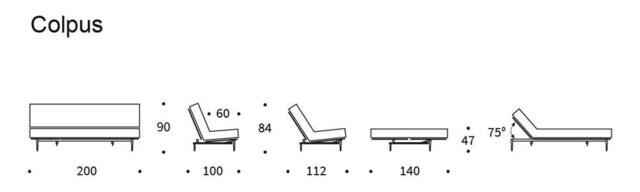 Komplet Colpus sofa sorte ben / Classic Nordic madras. Valgfri stof