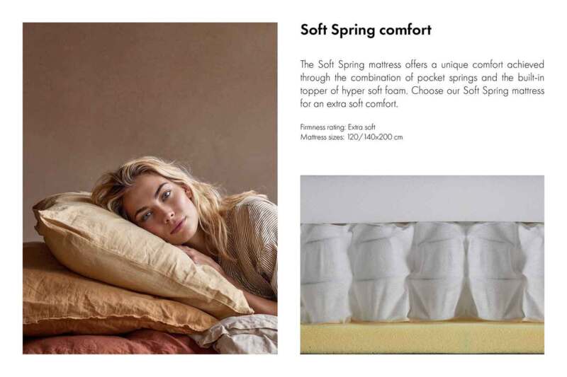 Komplet Minimum sofa 140 | SOFT Spring madras | Nordic betræk | sæde stelbetræk