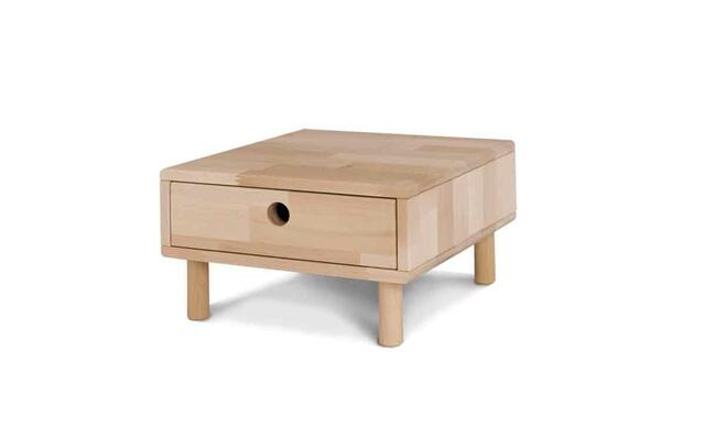 Cone bedside table solid beech with drawer