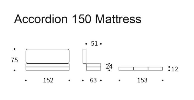 Accordion 150 folding mattress washable fabric