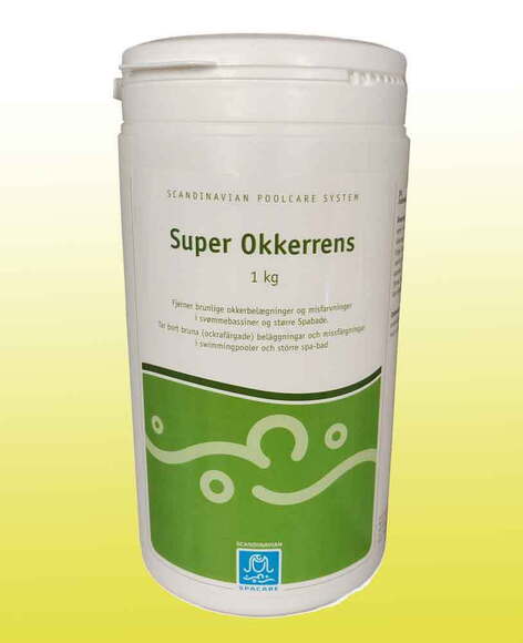 Super Okkerrens er ren ascorbinsyre (C-vitamin), der opløser okkerbelægninger i poolen.

Inden produktet tilsættes, skal klorindholdet være 0 mg/l, da kloren nedbryder okkerrens. Tilsæt 1 kg Super Okkerrens pr. 20 m³ vand.