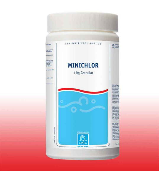 SpaCare MiniChlor tilsættes 10 minutter før badning og kan bruges i alle størrelser spabade.