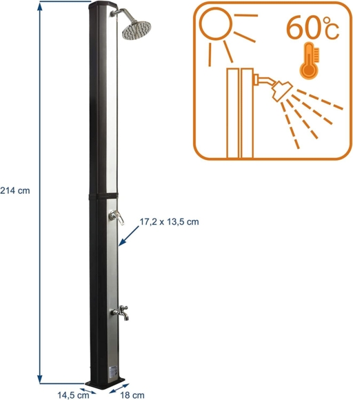 Garden shower solar Silver 35L