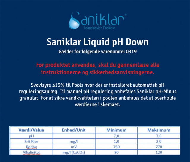 Saniklar Liquid pH Down