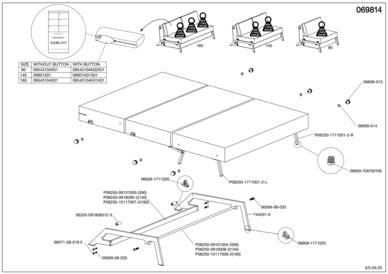 Reservedele Innovation Sovesofa. CUBED 069814