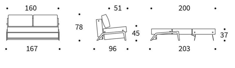 CUBED sofa with aluminum legs 160 Optional fabric
