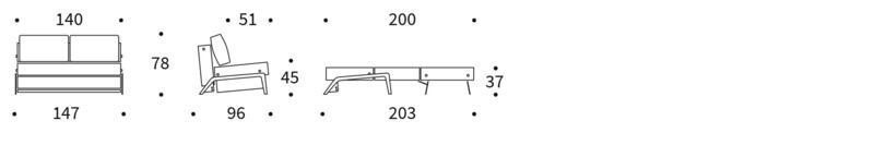 CUBED sofa with aluminum legs 140 Optional fabric