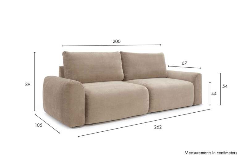 Size - Norum Sofa Bed With Curve-Arms